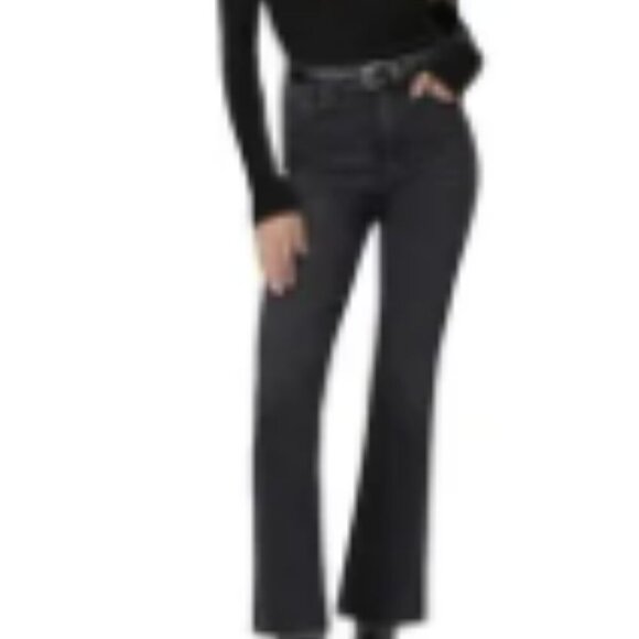 PAIGE Claidine High Rise Crop Distressed Raw Hem Black Denim Jeans Sz 28 - Picture 1 of 15